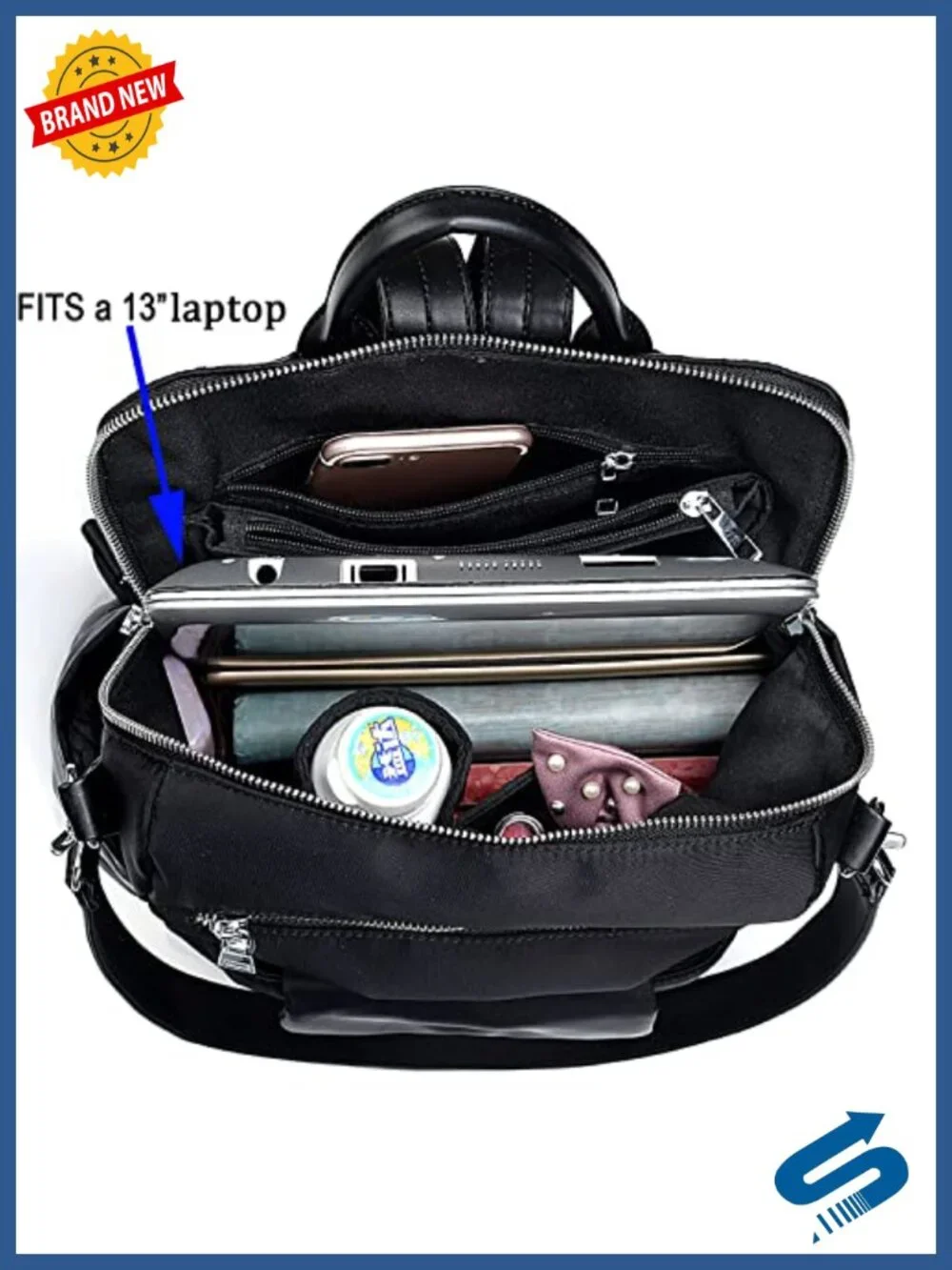 Women 3-Way Waterproof Nylon Backpack Purse Rucksack Shoulder Bag